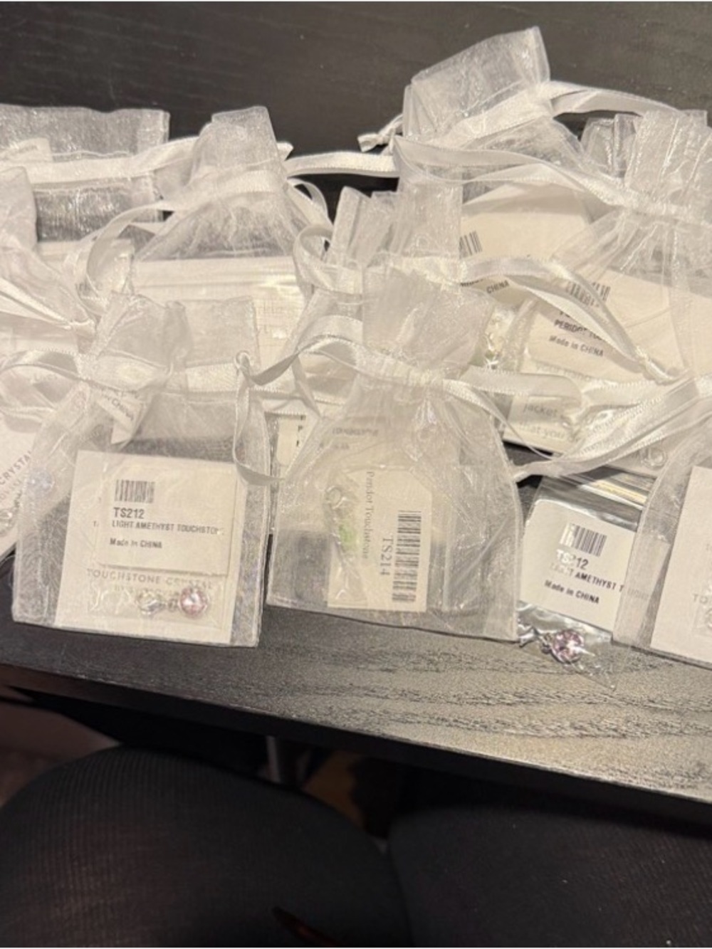 Touchstone with White Organza Jewelry Pouches - Set of Small Gift Bags.